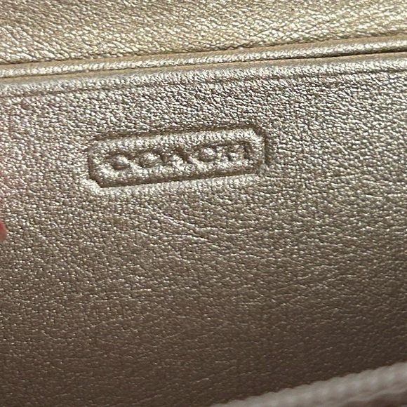 Coach Julia OP Art Signature Accordian Metallic Gold & Tan Wallet. Lite wear - Picture 9 of 9